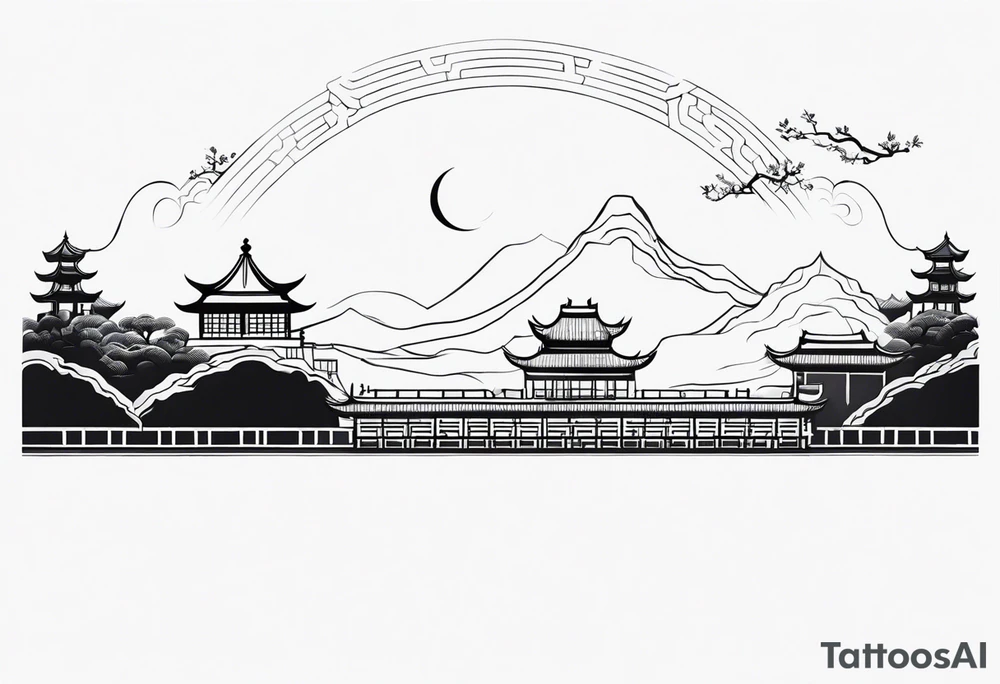 Chinese wall, realistic, art, tattoo idea