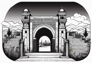 israel town gate vector tattoo idea