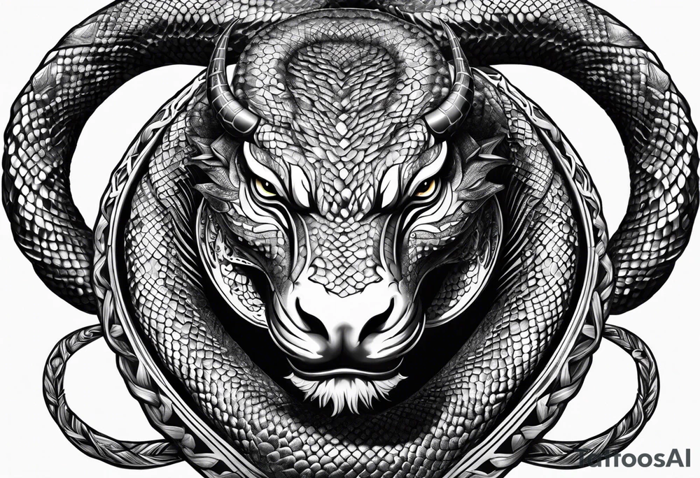 Python with horned head tattoo idea
