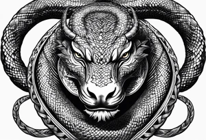 Python with horned head tattoo idea