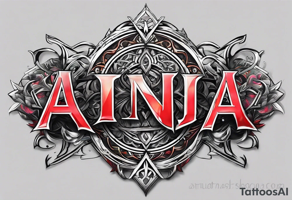 the letters A R in the middle of a ninja headband tattoo idea