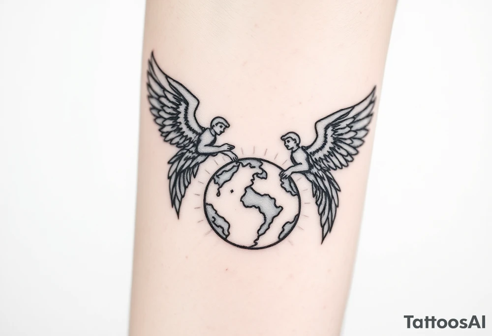 angels looking down upon the world/earth. tattoo idea