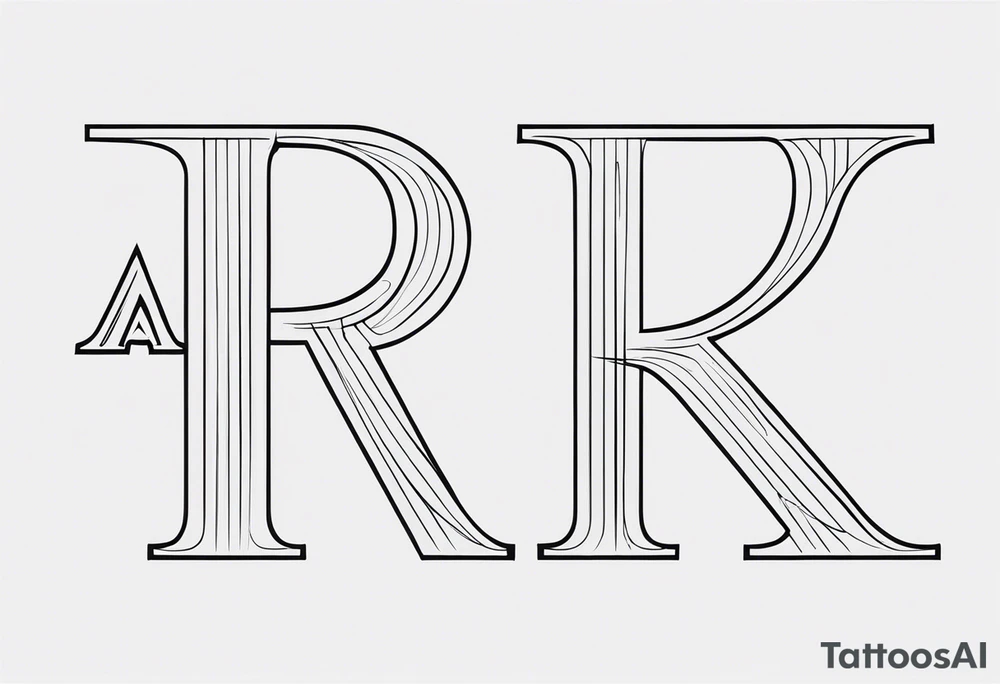 The letters AR together with the words always ready going down the side of the letters tattoo idea