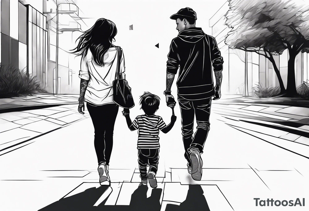 little 
1 boy 2 girls walking tattoo idea