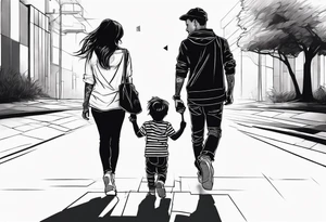 little 
1 boy 2 girls walking tattoo idea