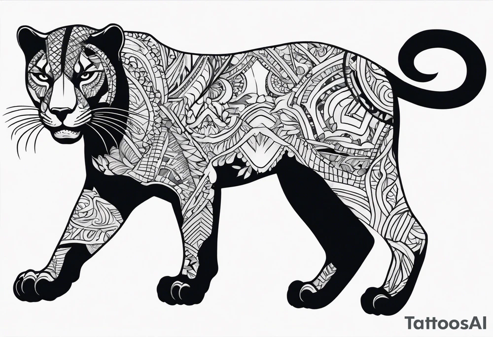 Panther in american traditional style tattoo idea