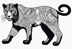 Panther in american traditional style tattoo idea