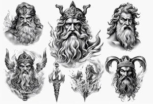 realistic poseidon greek mythology tattoo idea