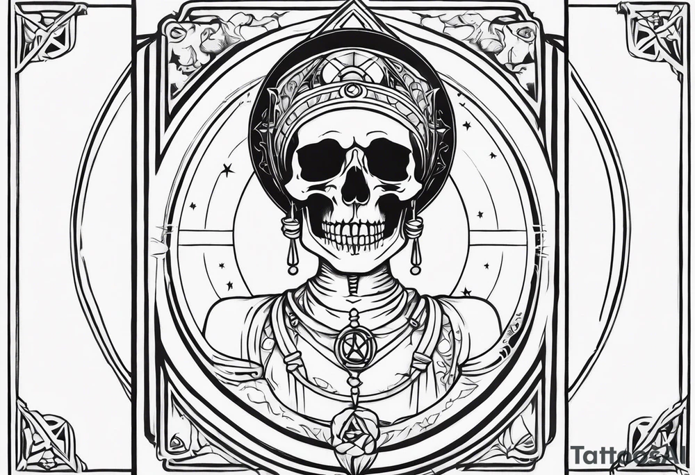 High priestess skeleton moon tarot card tattoo idea