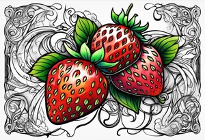 One Strawberry new school tattoo idea