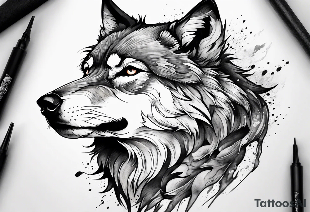 Injured wolf tattoo idea