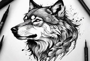 Injured wolf tattoo idea