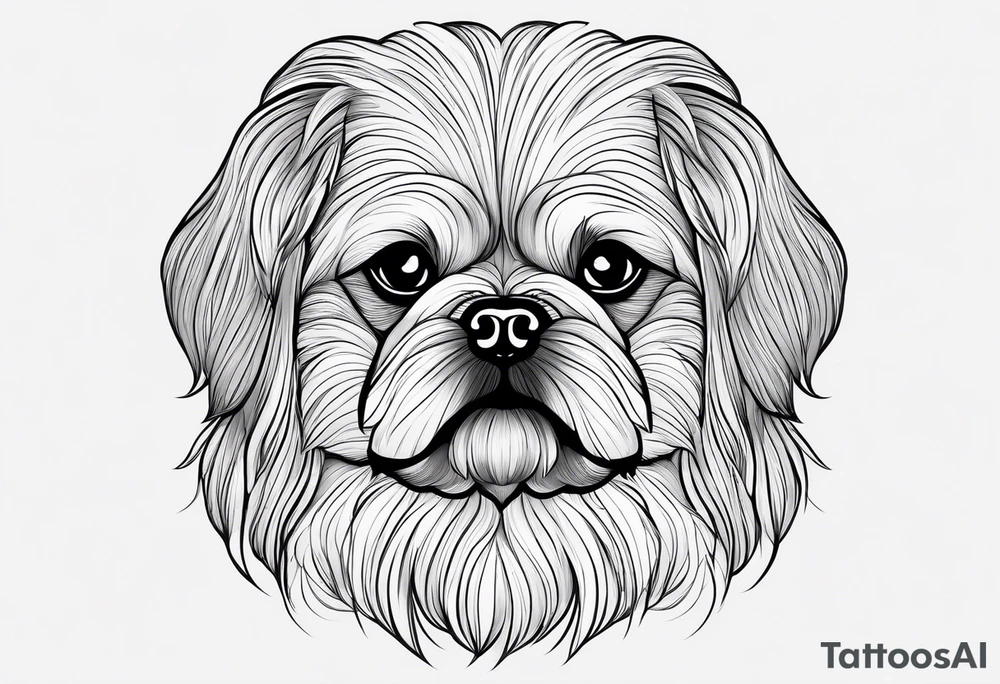 The contour of the face of a pekingese with shih tzu mixed race god. Nothing besides the face. As minimalist as possible. More minimalist! Make it a one line drawing. tattoo idea