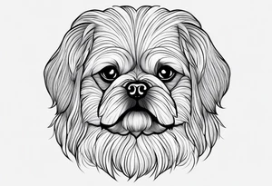 The contour of the face of a pekingese with shih tzu mixed race god. Nothing besides the face. As minimalist as possible. More minimalist! Make it a one line drawing. tattoo idea
