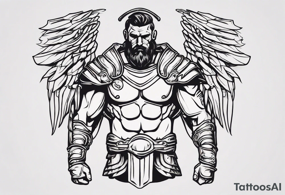 ultra-fine line linework vector of a gladiator with wings tattoo idea ultra-fine line linework vector of a gladiator with wings tattoo idea