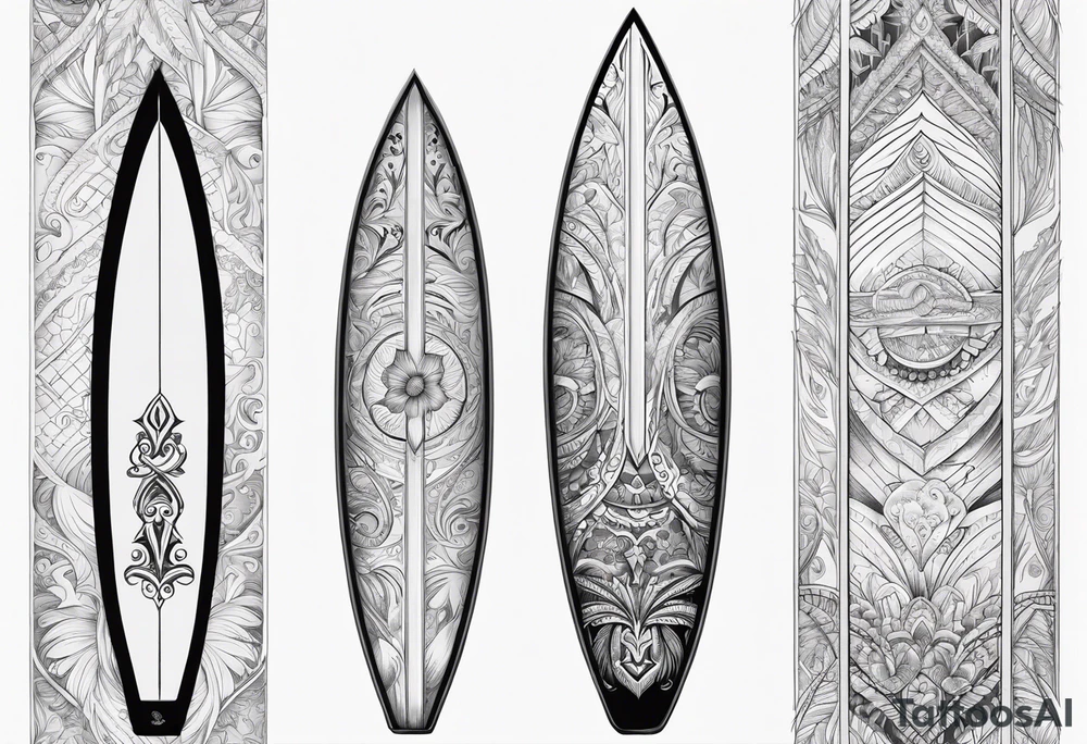 Surfboard white tattoo idea