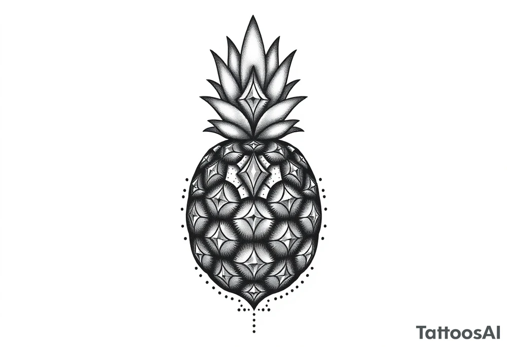 pineapple with diamonds  and magestic, crown, vagina, anus, pubic tattoo idea