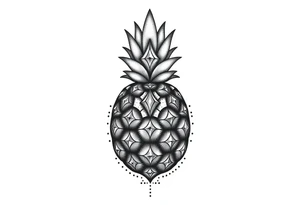 pineapple with diamonds  and magestic, crown, vagina, anus, pubic tattoo idea
