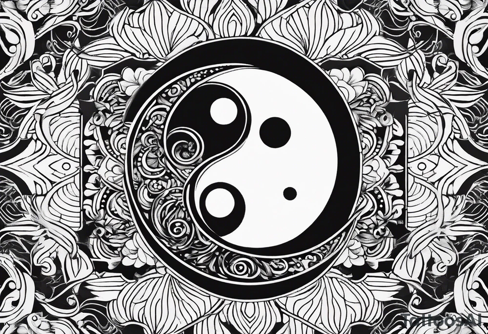 ying yang minimalist with the sun and moon as the internal dots tattoo idea