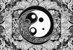 ying yang minimalist with the sun and moon as the internal dots tattoo idea