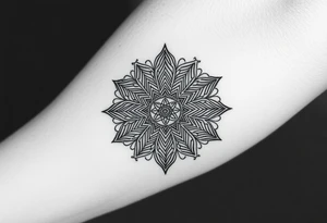 intricate mandala with sacred geometry and cosmic elements tattoo idea