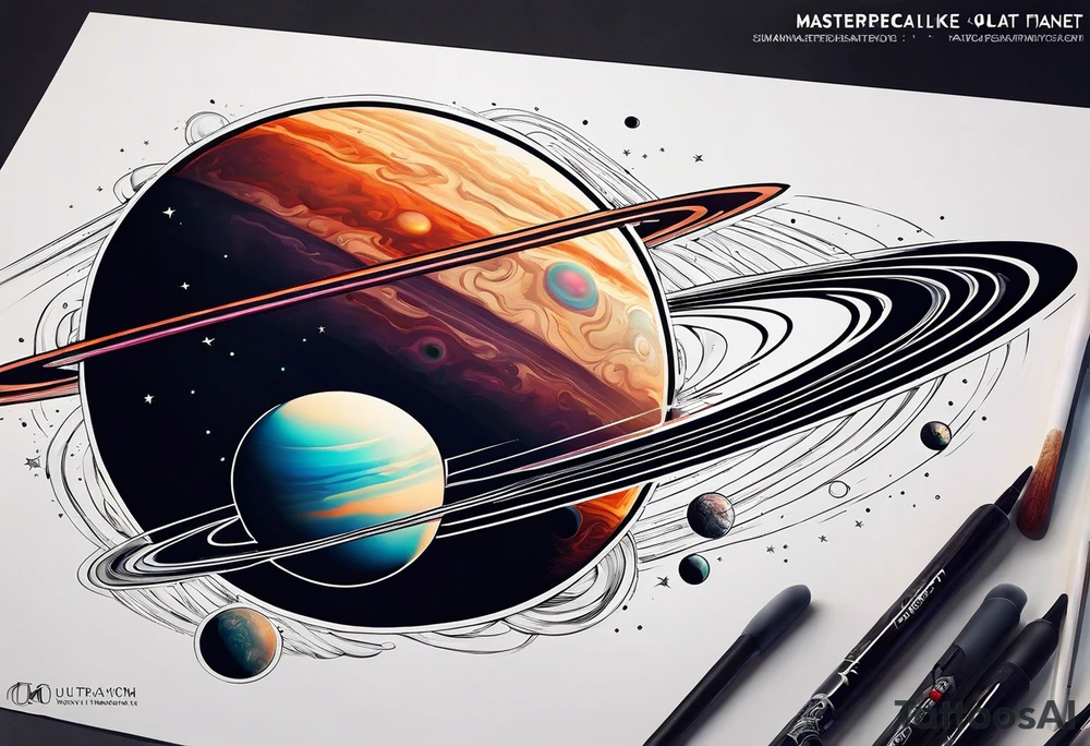 Saturn like planet tattoo idea