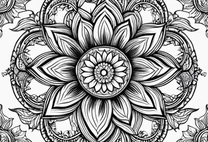 Mandala sun flower tattoo idea