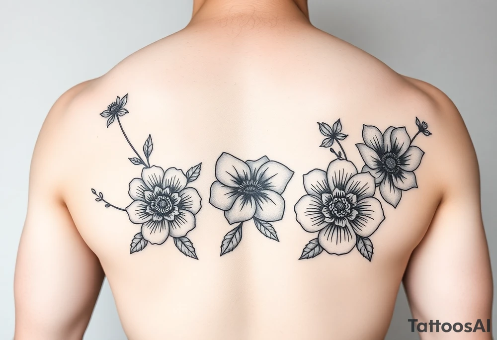1, 2, and 4 
with flowers
for thigh for women tattoo idea