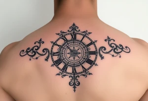 vintage roman numerals within ornate clockwork mechanism tattoo idea