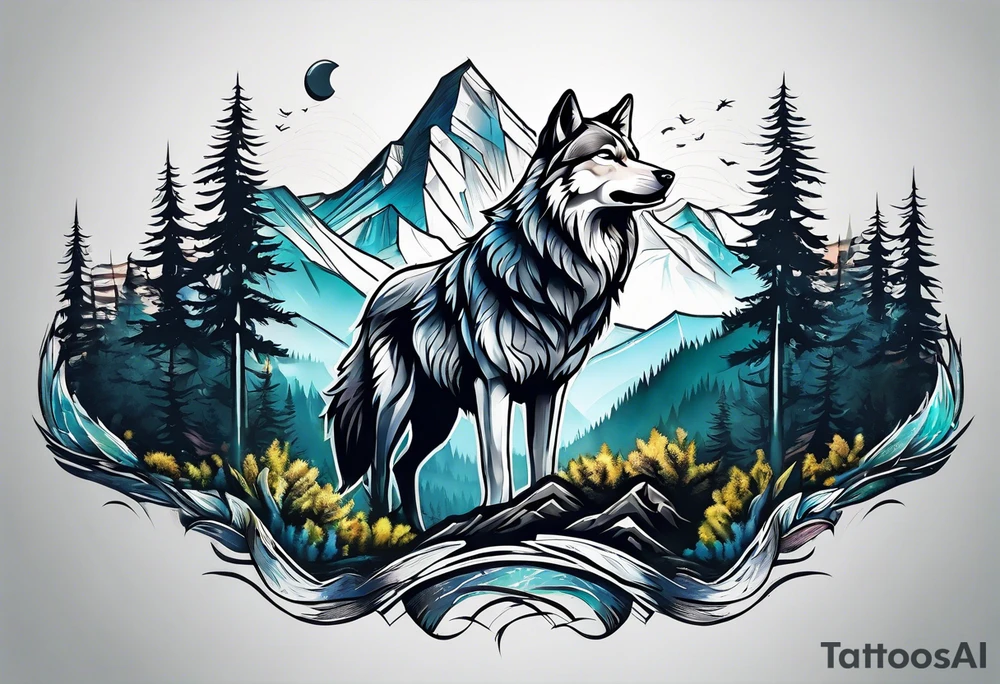 Mountains
Wolf
Forest tattoo idea
