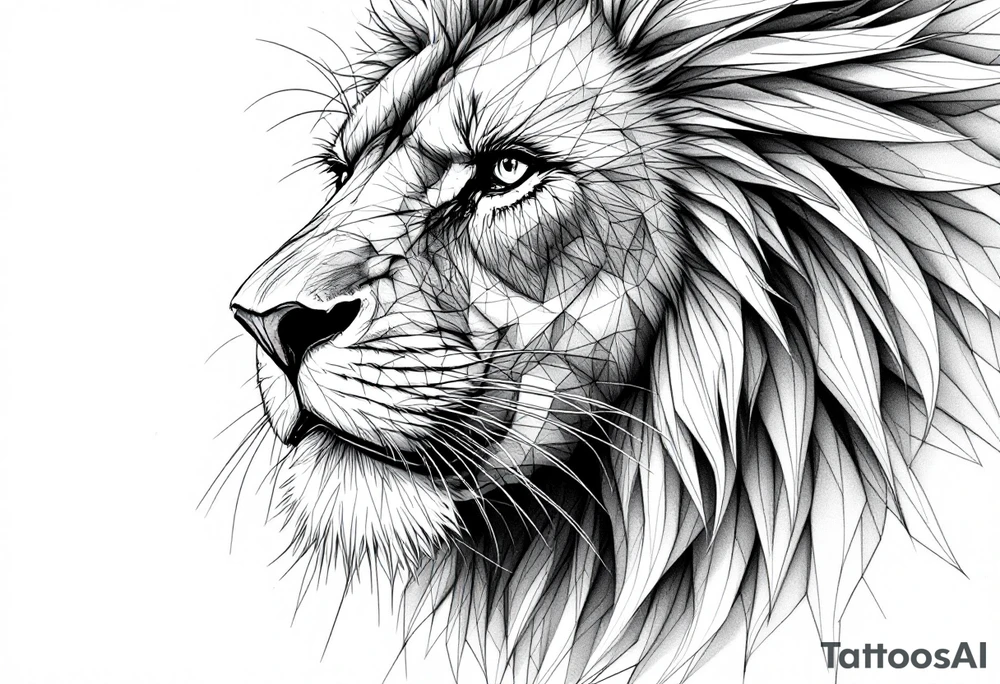 powerful majestic lion, close-up tattoo idea