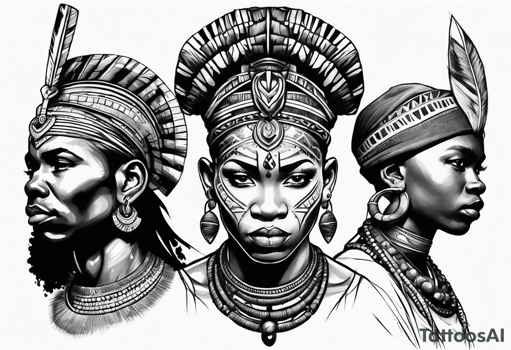 african, tribal, war tattoo idea