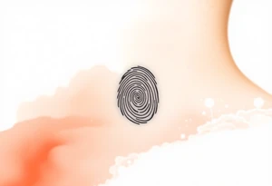 A negative space fingerprint on a watercolor background in warm sunset hues, symbolizing love’s warmth and radiance. tattoo idea