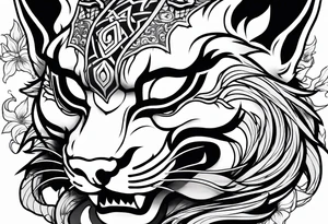 Half kitsune half oni kistune mask tatoo tattoo idea
