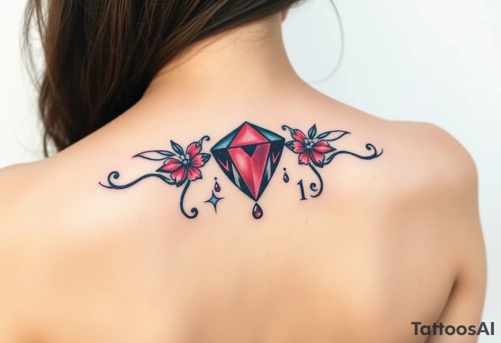 Small Ruby gem and birthday 7-6-19 tattoo idea