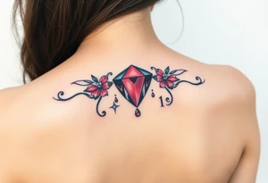 Small Ruby gem and birthday 7-6-19 tattoo idea