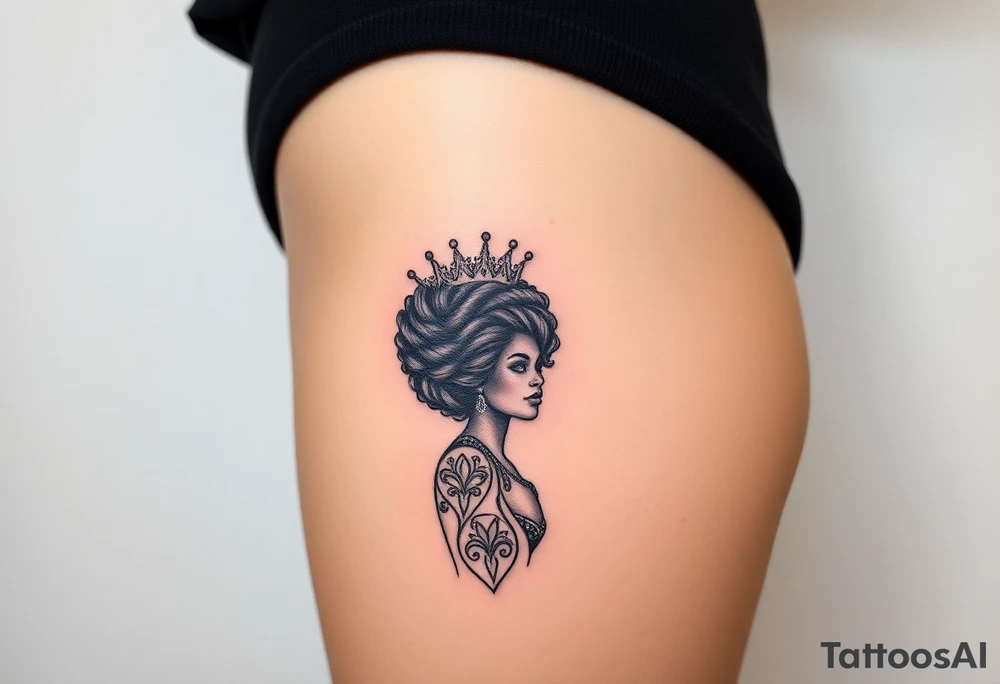 Queen with afro tattoo idea
