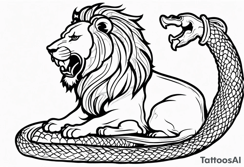 New school Scottish lion rampant with gadsden snake tattoo idea