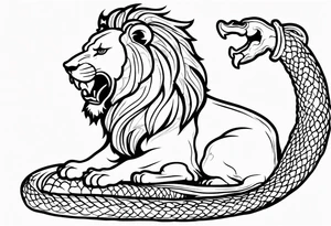 New school Scottish lion rampant with gadsden snake tattoo idea