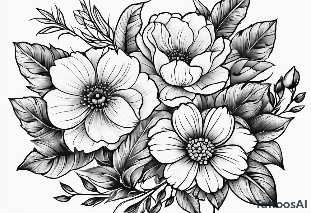 Traditional flowers tattoo idea