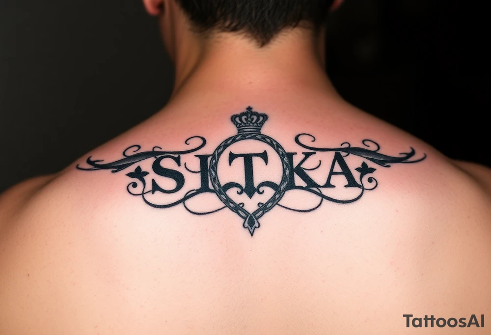 Create a small 
tattoo with the word the word SITKA and an Irish claddagh ring tattoo idea