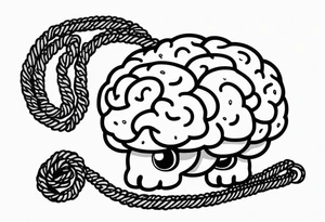 Small brain on a leash like a dog tattoo idea