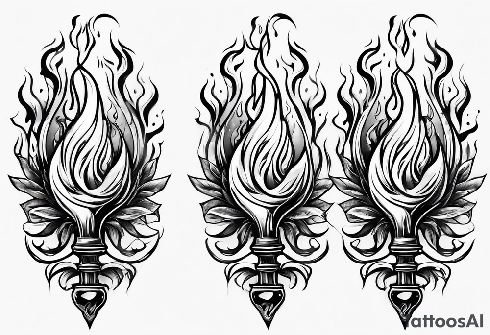 Flaming torch melting into water tattoo idea