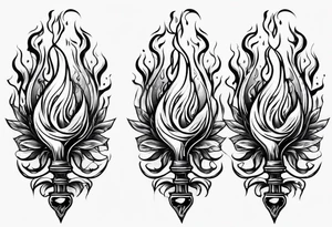 Flaming torch melting into water tattoo idea
