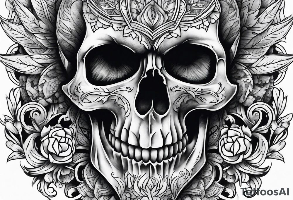 Skull with wolf tattoo idea