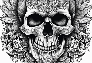 Skull with wolf tattoo idea