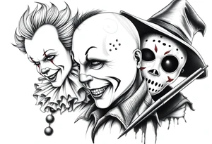 Pennywise, Freddy Krueger, Michael Meyers, jason voorhees, and chucky tattoo idea