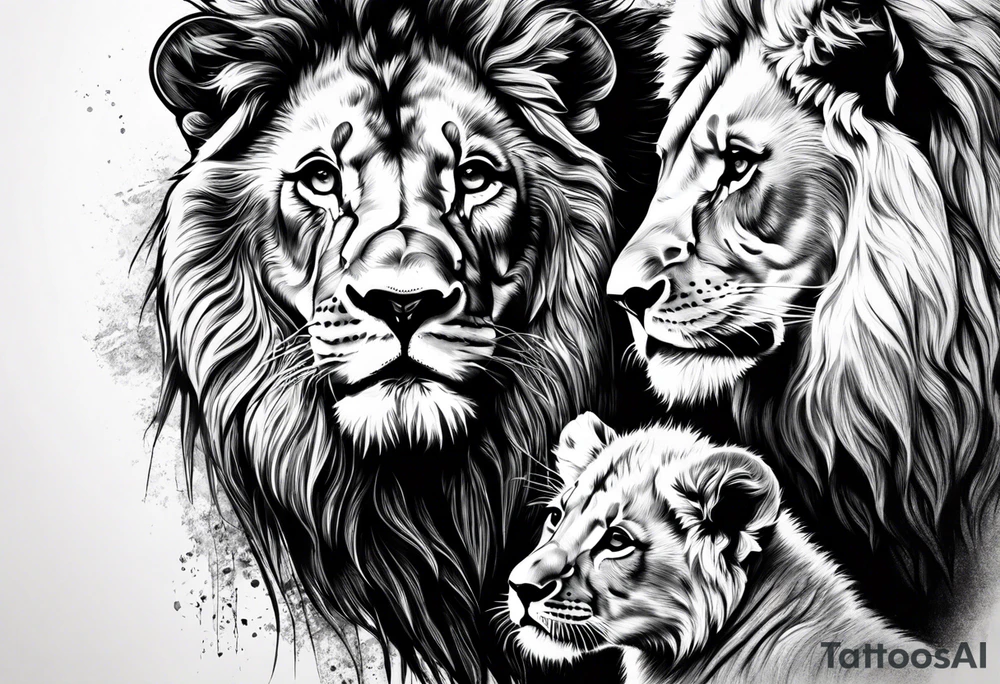 Lion and baby lion representing father and son tattoo idea