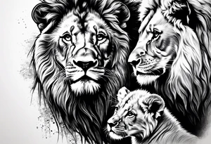 Lion and baby lion representing father and son tattoo idea