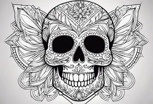 gexagon patern sugar skull tattoo idea